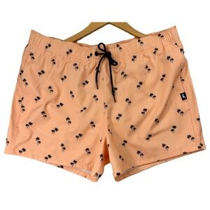 Hollister California Stretch Men's XL Coral Orange Black Palms Swim Trunk Shorts